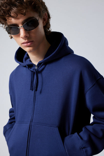 Navy New Fashion Zipper HOODIE