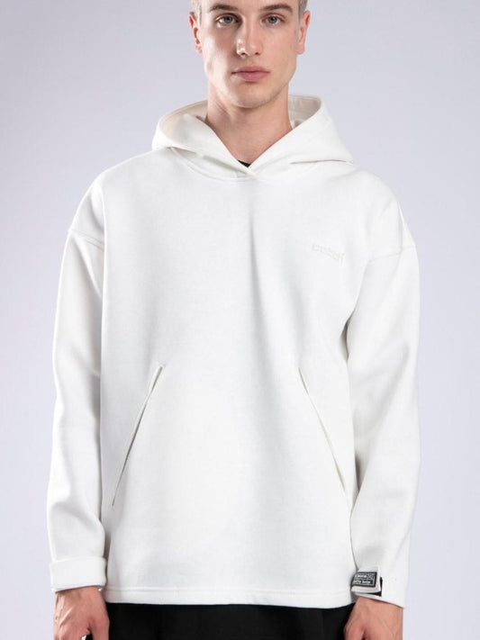 White Hoodie Premium Fleeced Pullover